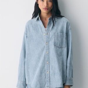 Denim Forum The 80s Comfy Denim Shirt Medium Aritzia Light Wash